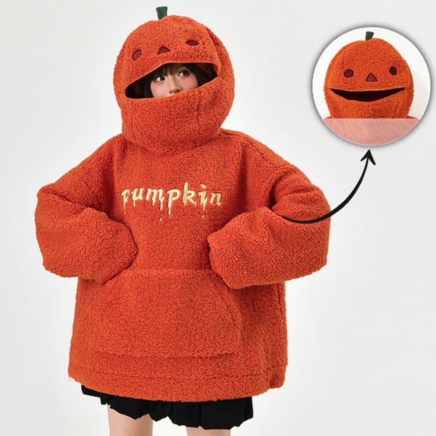 Miumi - Fleece hoodie met pompoenletters