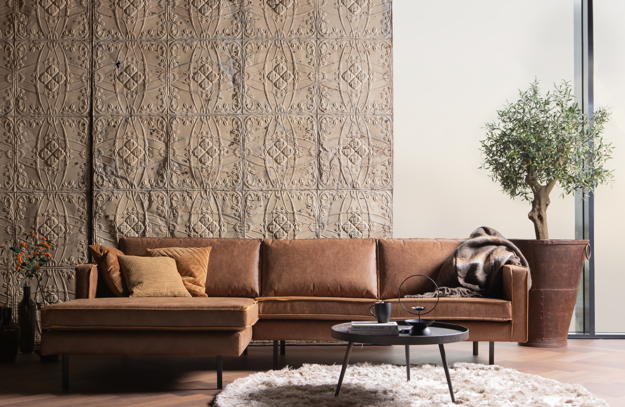 Chaise longue Rodeo cognac Rodeo Chaise Longue Rechts - Cognac