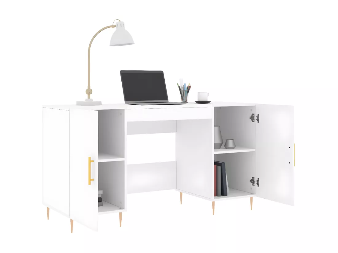 Bureau blanc 140x50x75 cm bois d'ingénierie