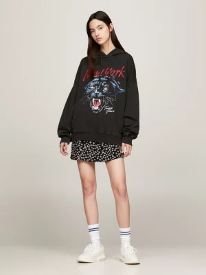 Moletom com capuz oversized com estampa de pantera
