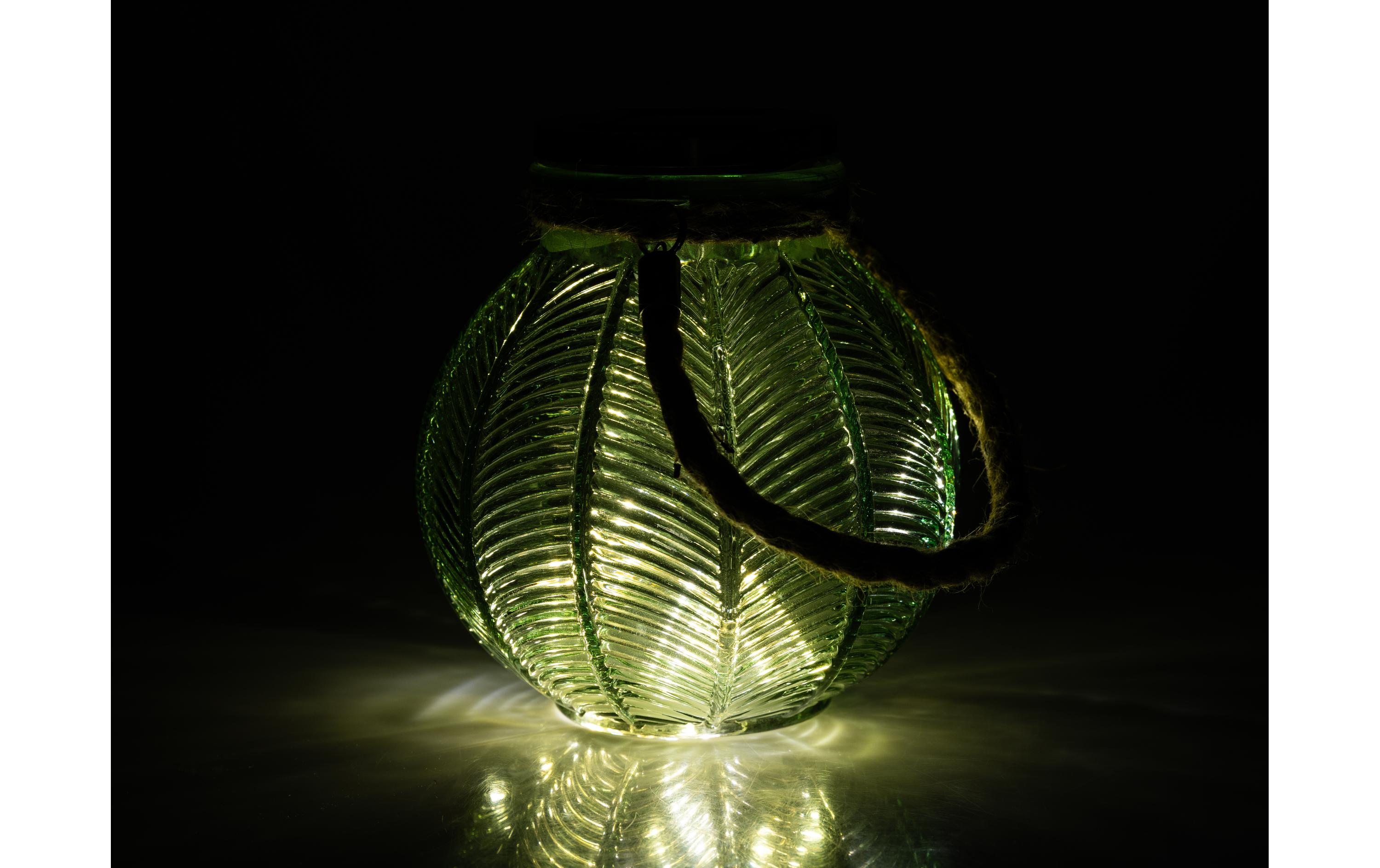 Solar-Gartenleuchte, grünLED-Glaskugel
