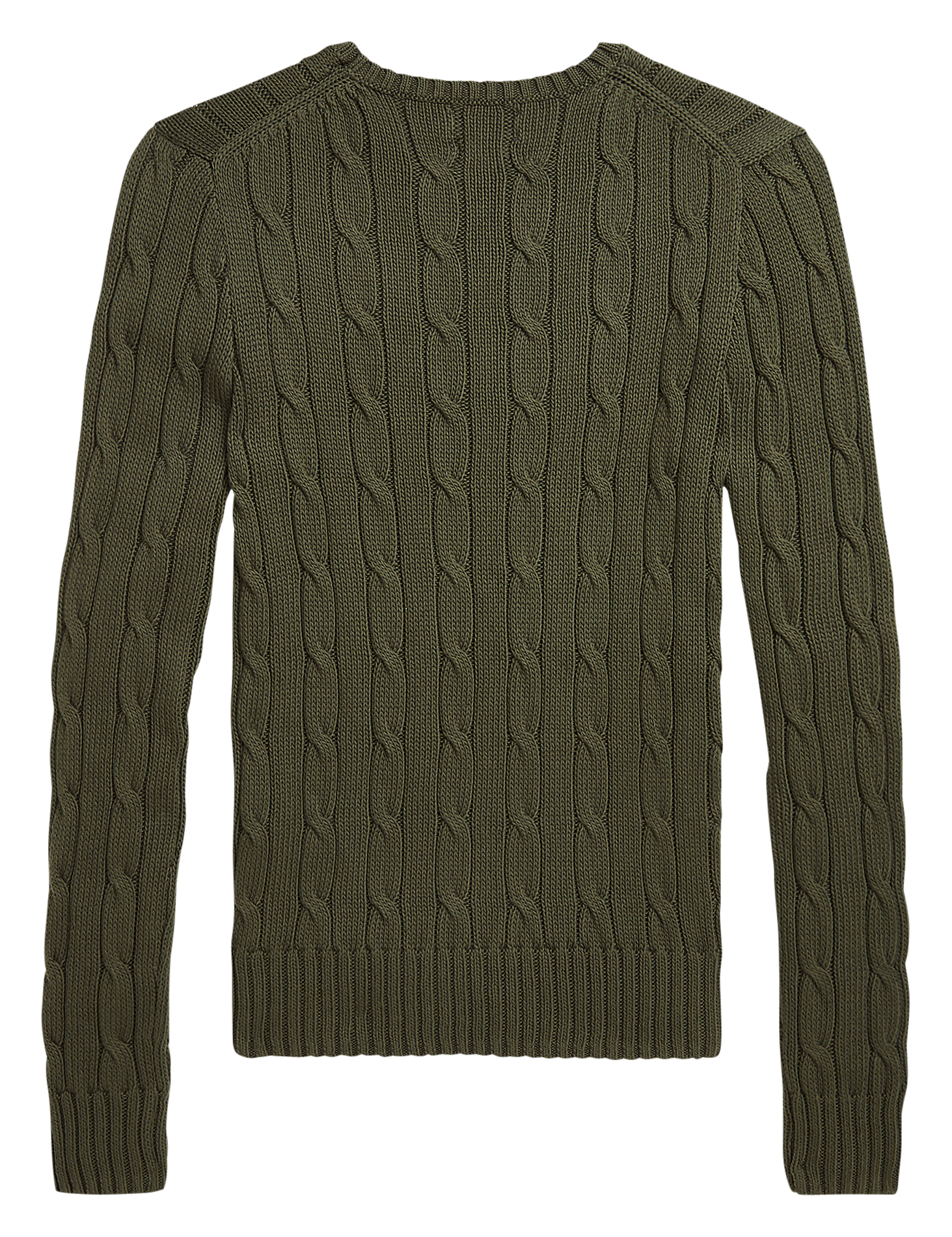 Pull col rond brodé en coton | Vert