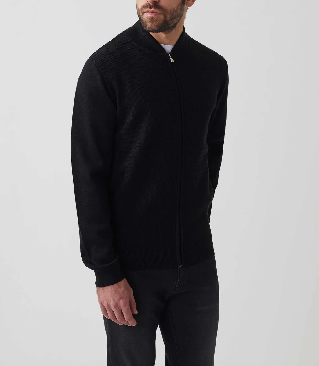 Gilet zippé col teddy laine noir 