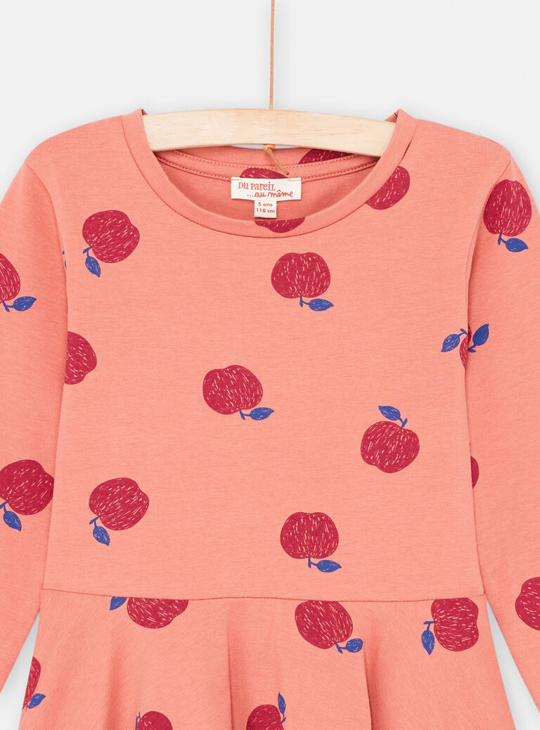 Robe terracotta à imprimé pomme fille