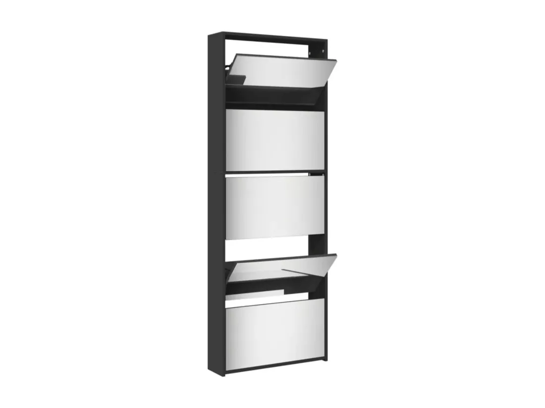 Meuble à chaussures 5 étagères et miroir 63x17x169,5 Blanc
