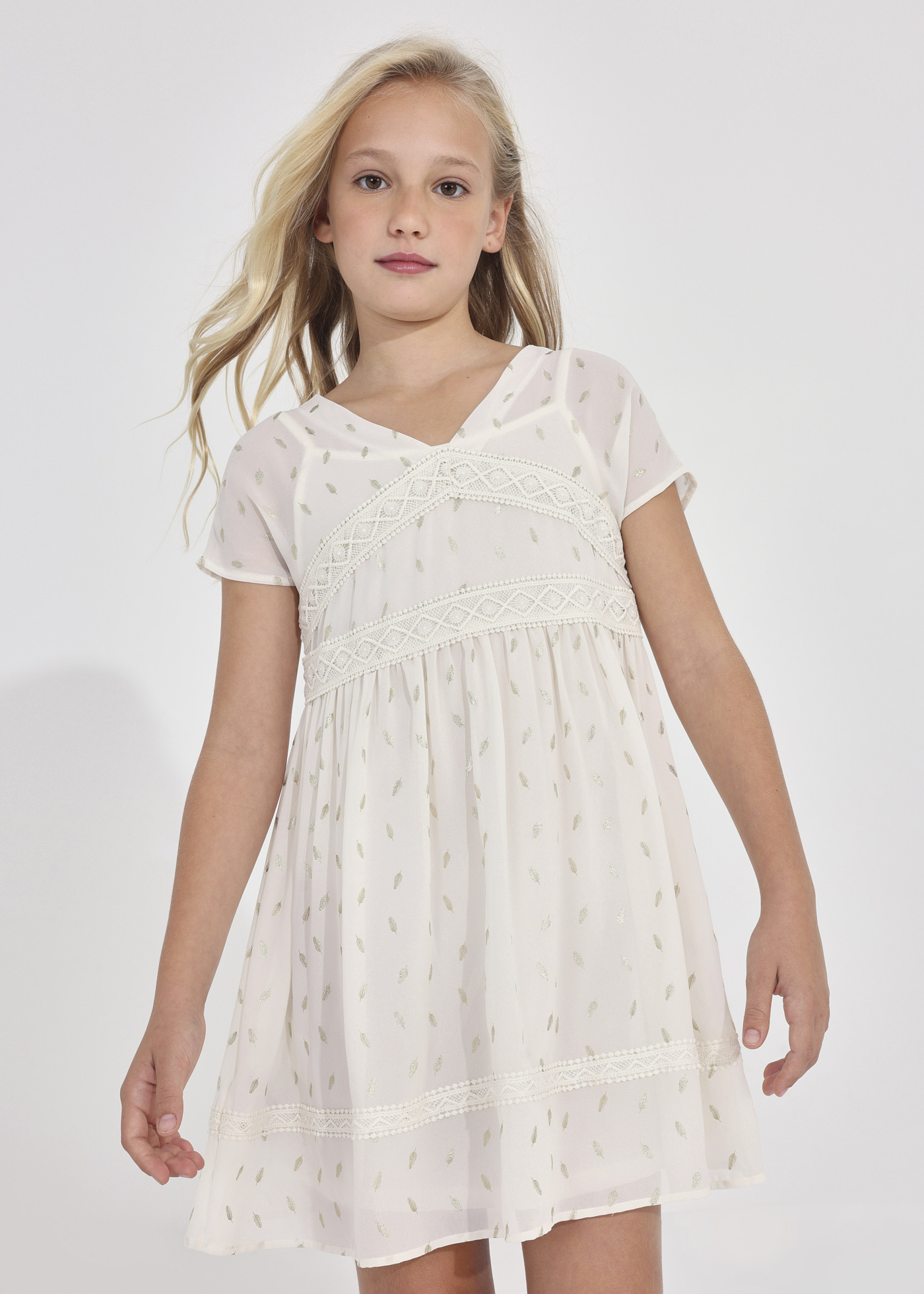 Vestido com estampa metálica para meninas