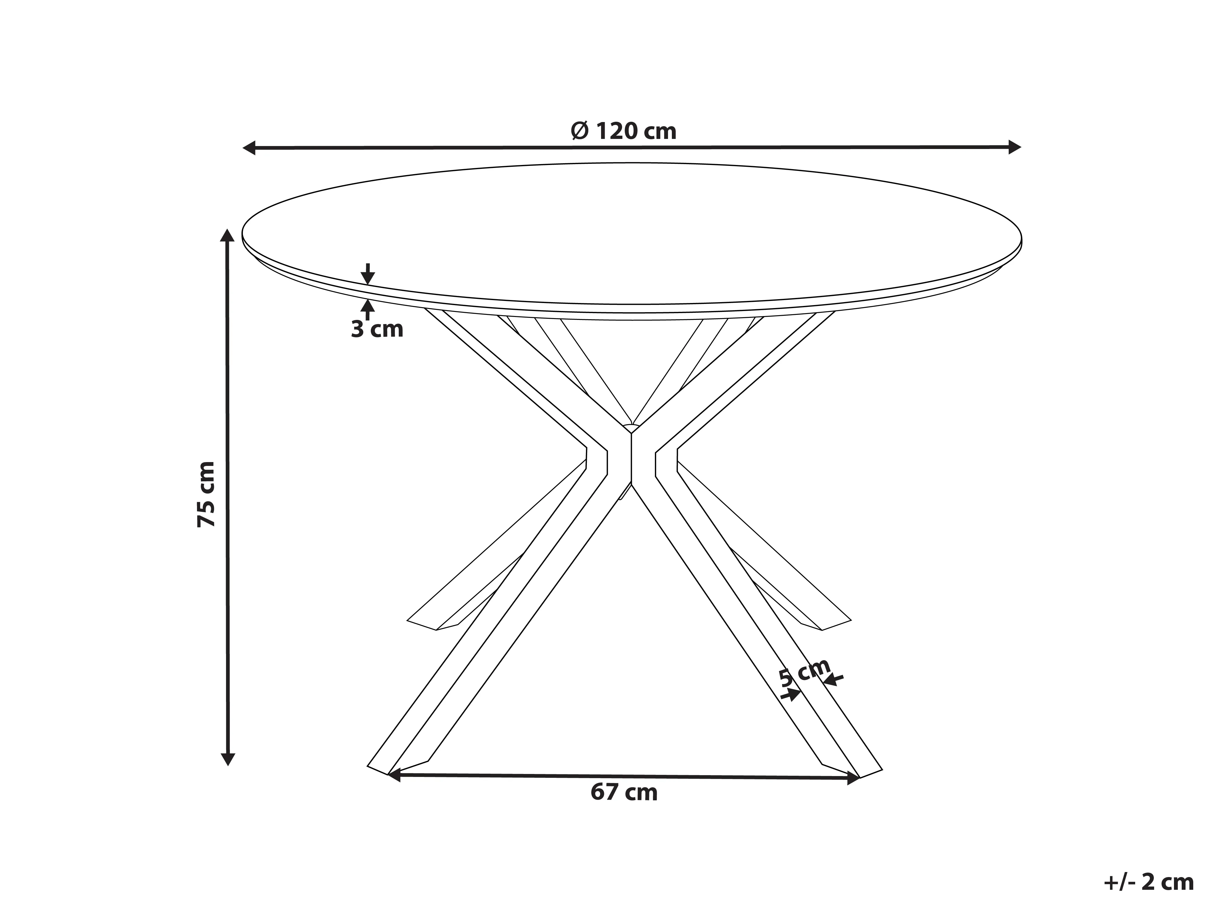 Eettafel FITZROY Zwart 120 cm 120 cm