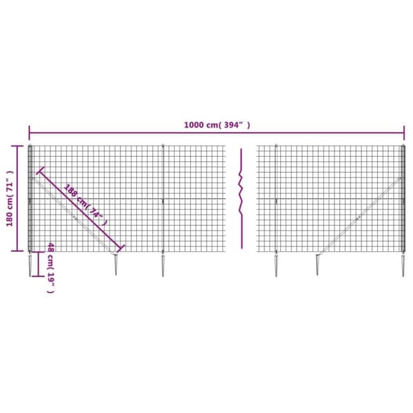 vidaXL Nettinggjerde med stolpespyd grønn 1,8x10 m
