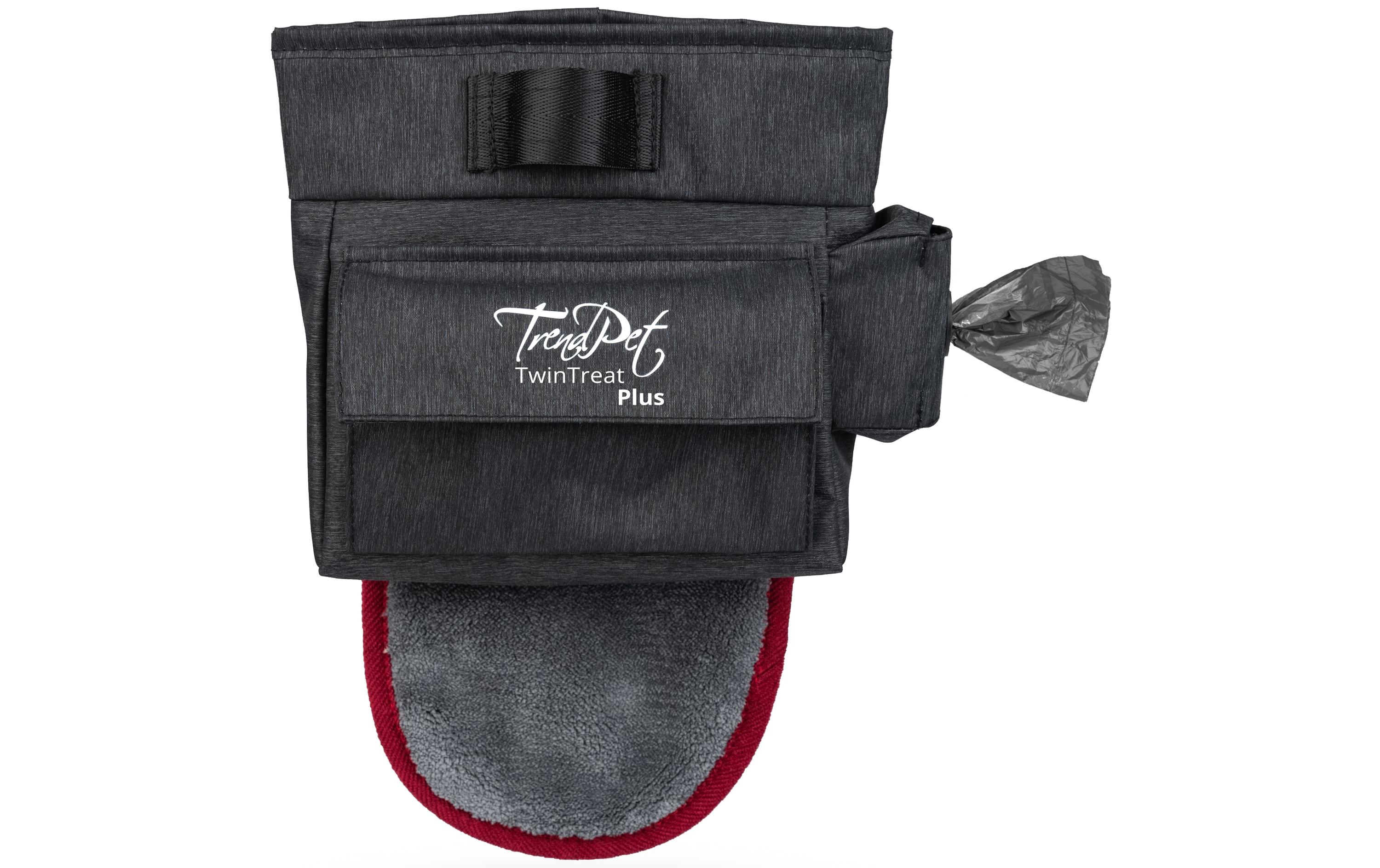 Snack-Tasche TwinTreat Plus, GrauLeckerlitasche mit zwei unterschiedlich grossen Innenfächern und einem Fingerhandtuch