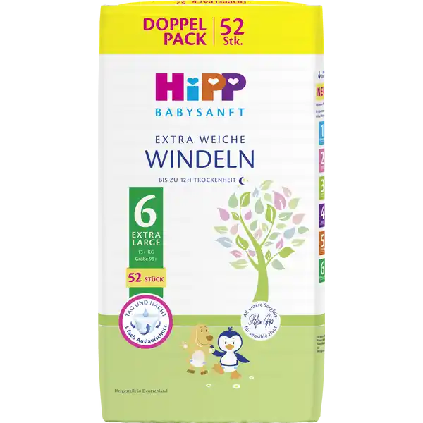 Babysanft Windeln Extra Large Größe 6 (13+ kg), Doppelpack