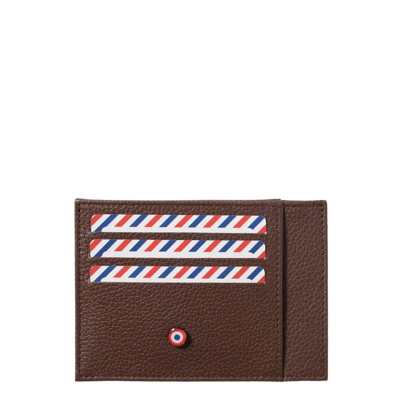Porte-cartes Paul en cuir grainé Terre brunie