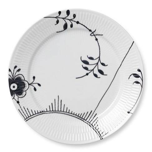 Royal Copenhagen  Sort Mega riflet tallerken - 27 cm.