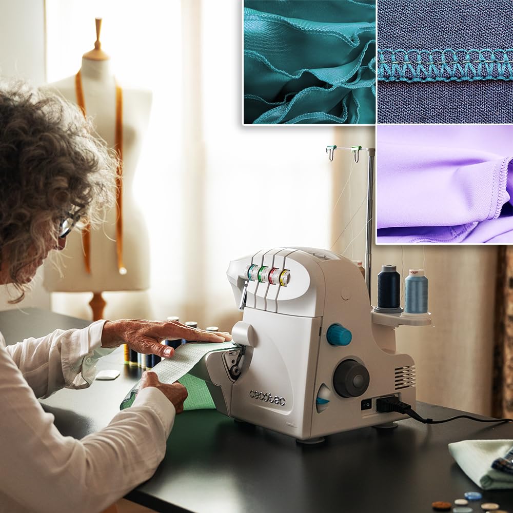 Cecotec Machine à Coudre Bellecouture Overlock, Vitesse 1100 tr/min, Pression du Pied-De-Biche Réglable, Entraînement Différentiel, Fonctions de Point