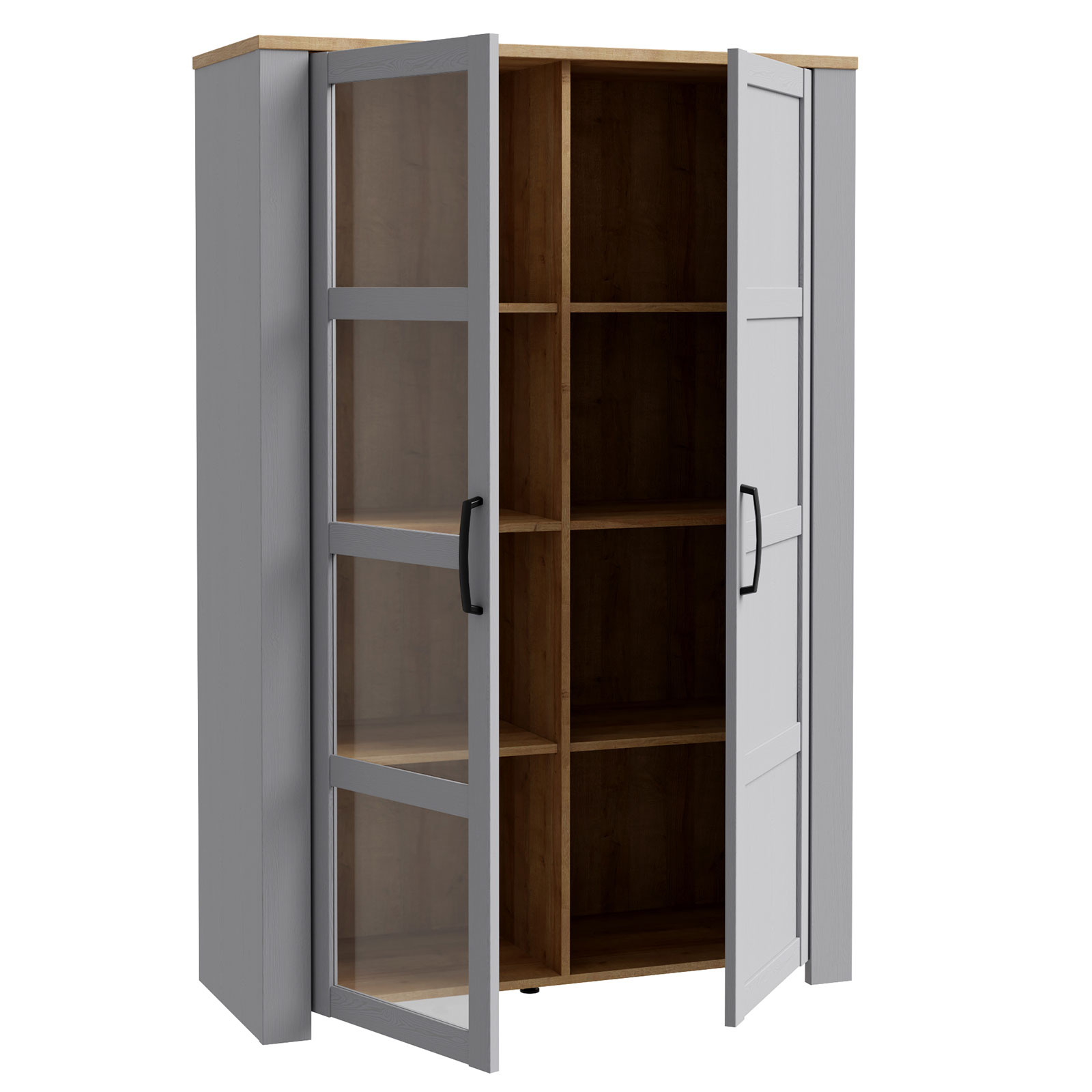 Highboardvitrine - Eiche grau - Riviera Eiche - 106 cm breit