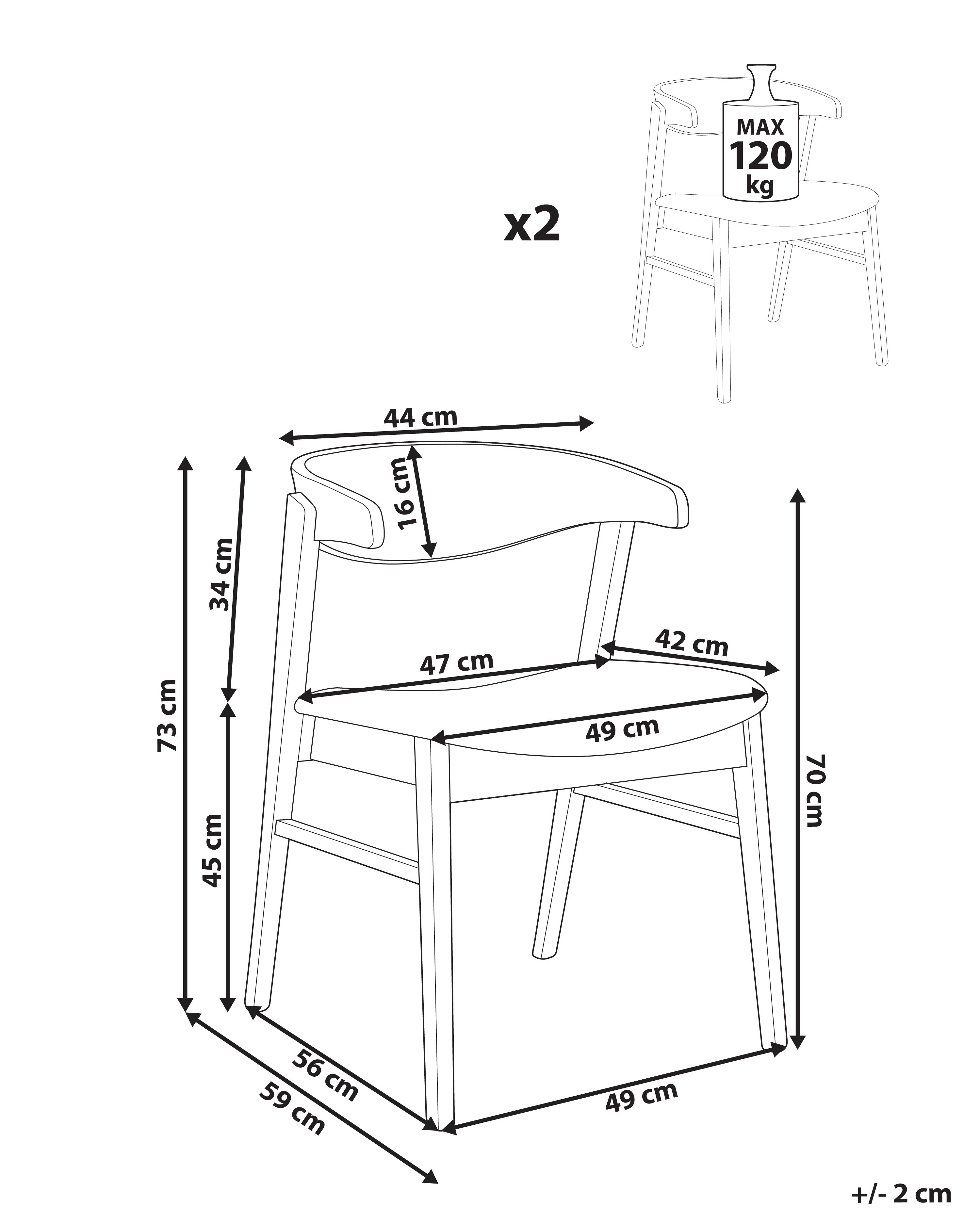 Set van 2 eetkamerstoelen LILLY Donkerbruin/groen
