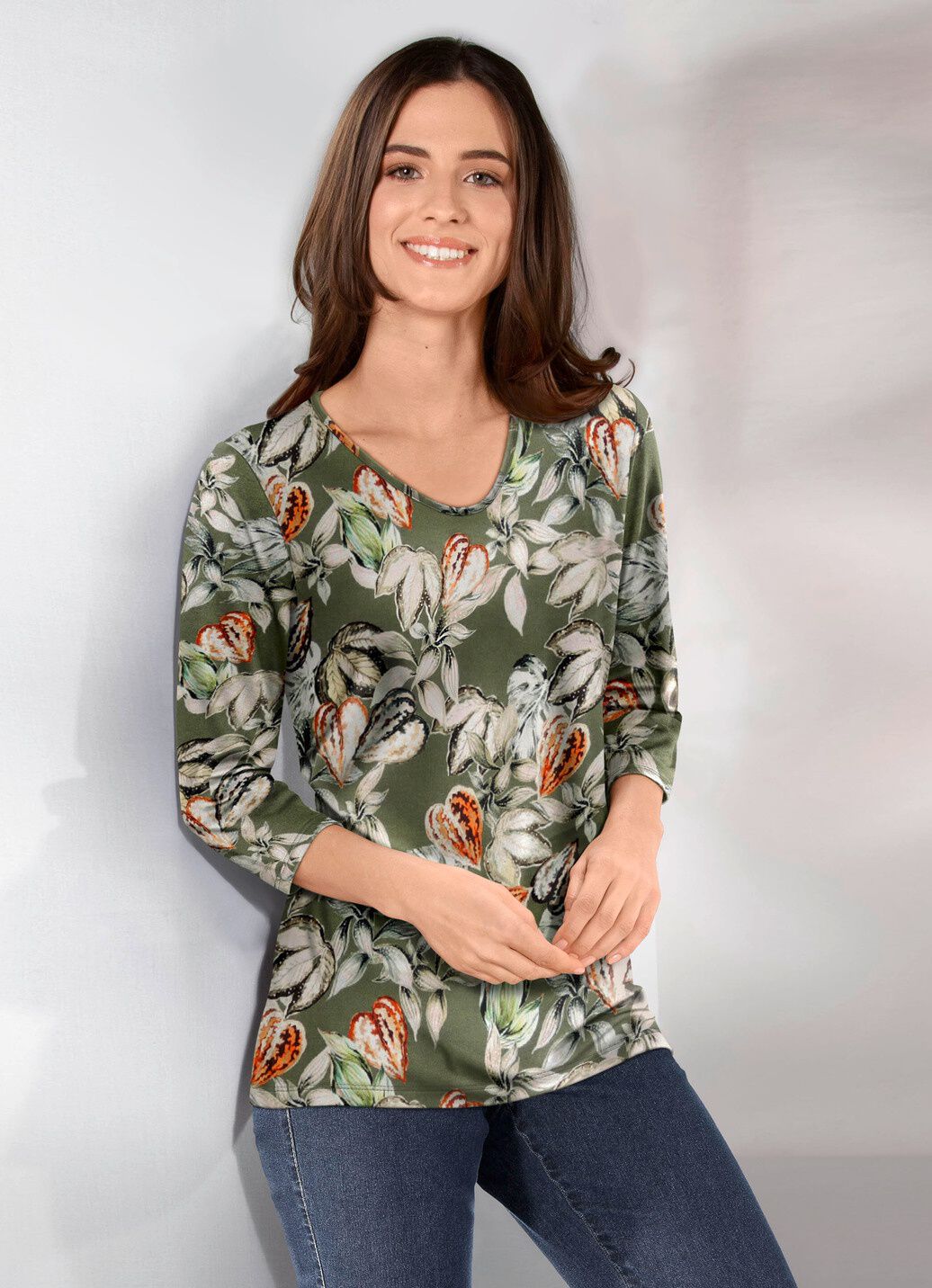 Shirt mit 3/4-langen Ärmeln