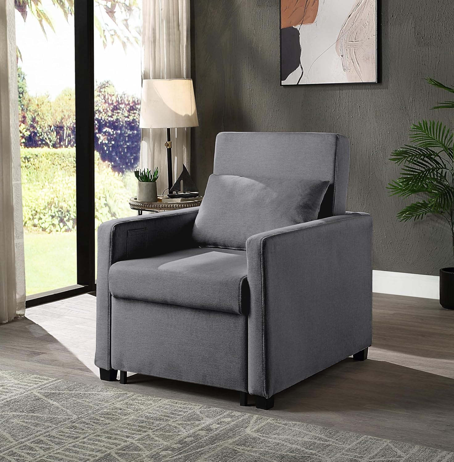 Atlantic Home Collection Schlafsessel Jerry, BxTxH: 74 x 89 x 89 cm, Liegefläche ca. 57 x 183 cm, mit Fernbedienungstasche, Grau
