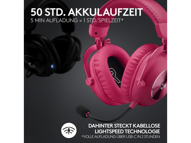 Logitech Headset G Pro X 2 Wireless Lightspeed Gaming Magen Kabelloses Over-Ear-Headset mit Surround-Sound und weichem Ohrpolster