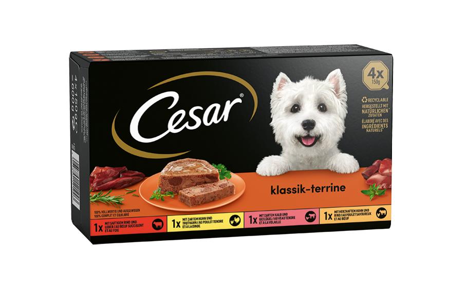 Nassfutter Klassik-Terrine Schale 4 x 150 gHerzhafte Terrine mit ausgewählten Zutaten für täglichen Genuss in praktischen Schalen