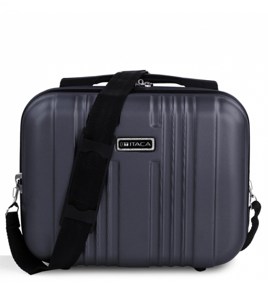Nécessaire de viagem rígida grande ITACA em ABS, modelo T71535, cor antracite - 33x26x14cm -