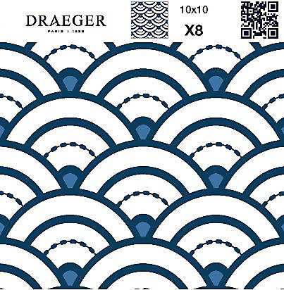 8 carreaux adhésifs motif Japon vague L.10 x H.10 x l.0,4cm