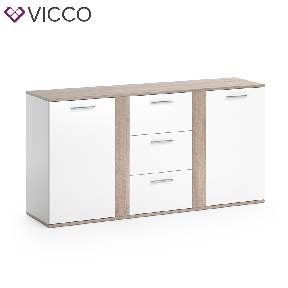 VICCO Sideboard NOVELLI Highboard weiß sonoma Kommode Anrichte Schrank 2 Türen