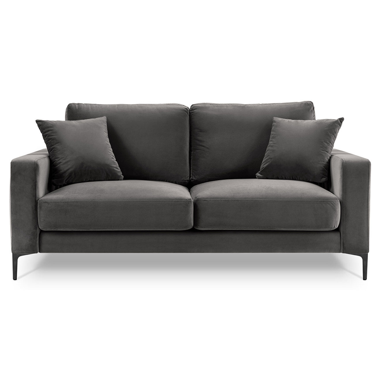 Mazzini Sofas Canapé Velours Venus 2 Places gris - 158x92x90 cm