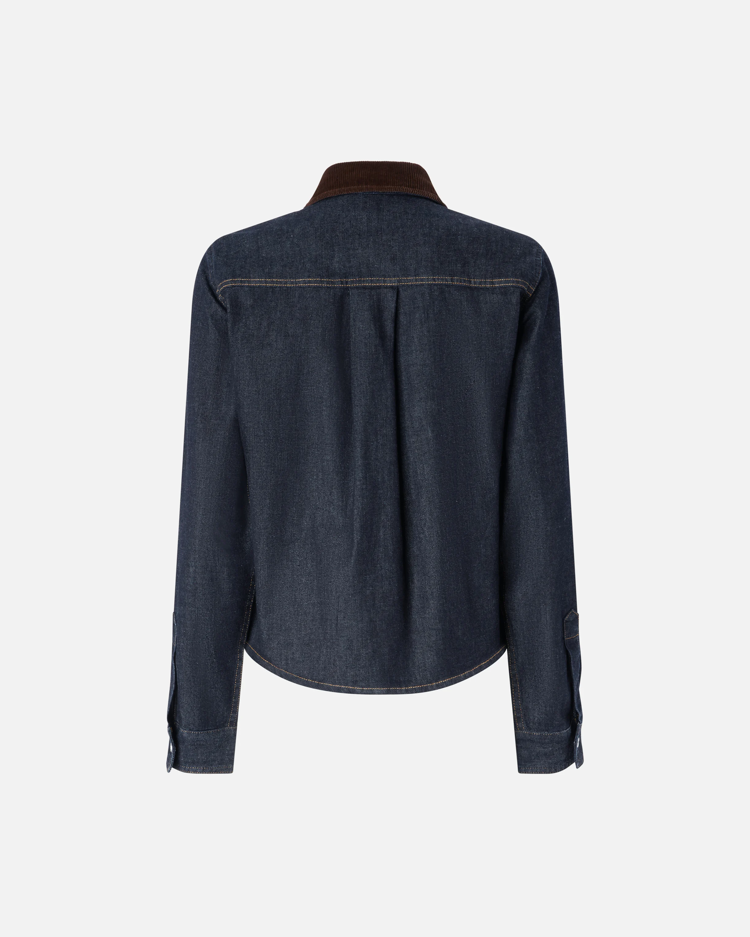Chemise avec col en velours milleraies | Bleu