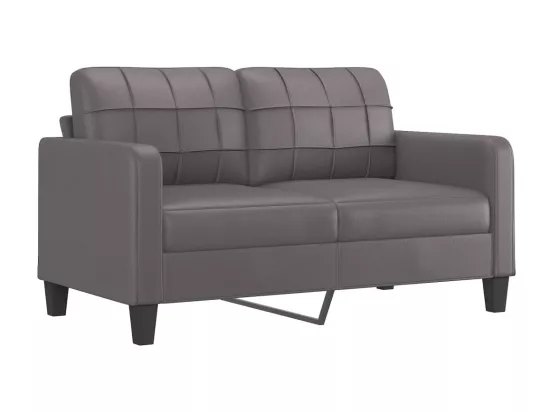 Canapé 2 places avec oreillers décoratifs gris 140cm similicuir