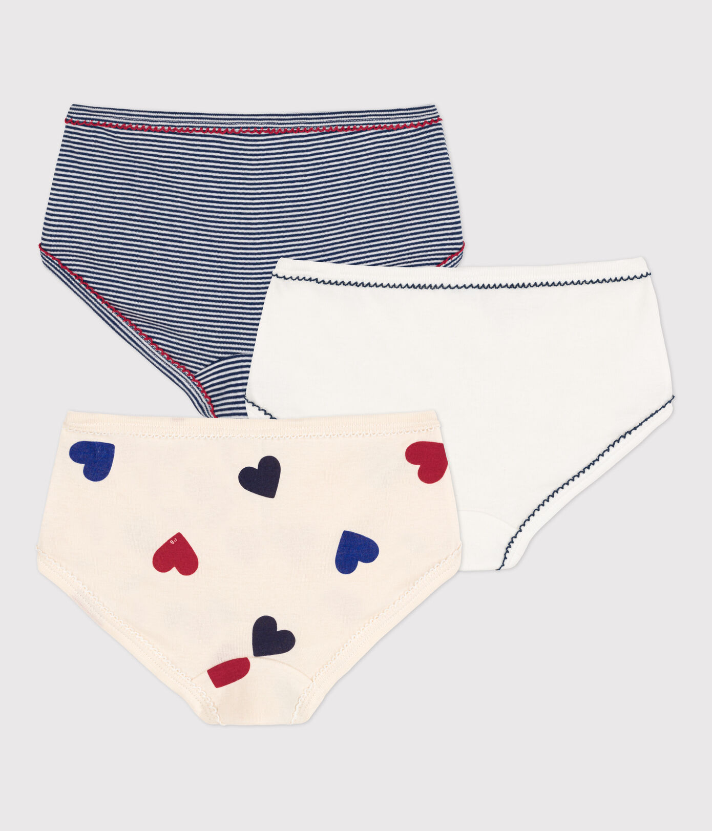 Lot de 3 culottes cœur petite fille en coton