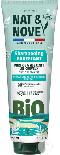 Nat&Nove Bio Shampoing Purifiant Cheveux Gras Ou Regraissant Vite Tube 250ml