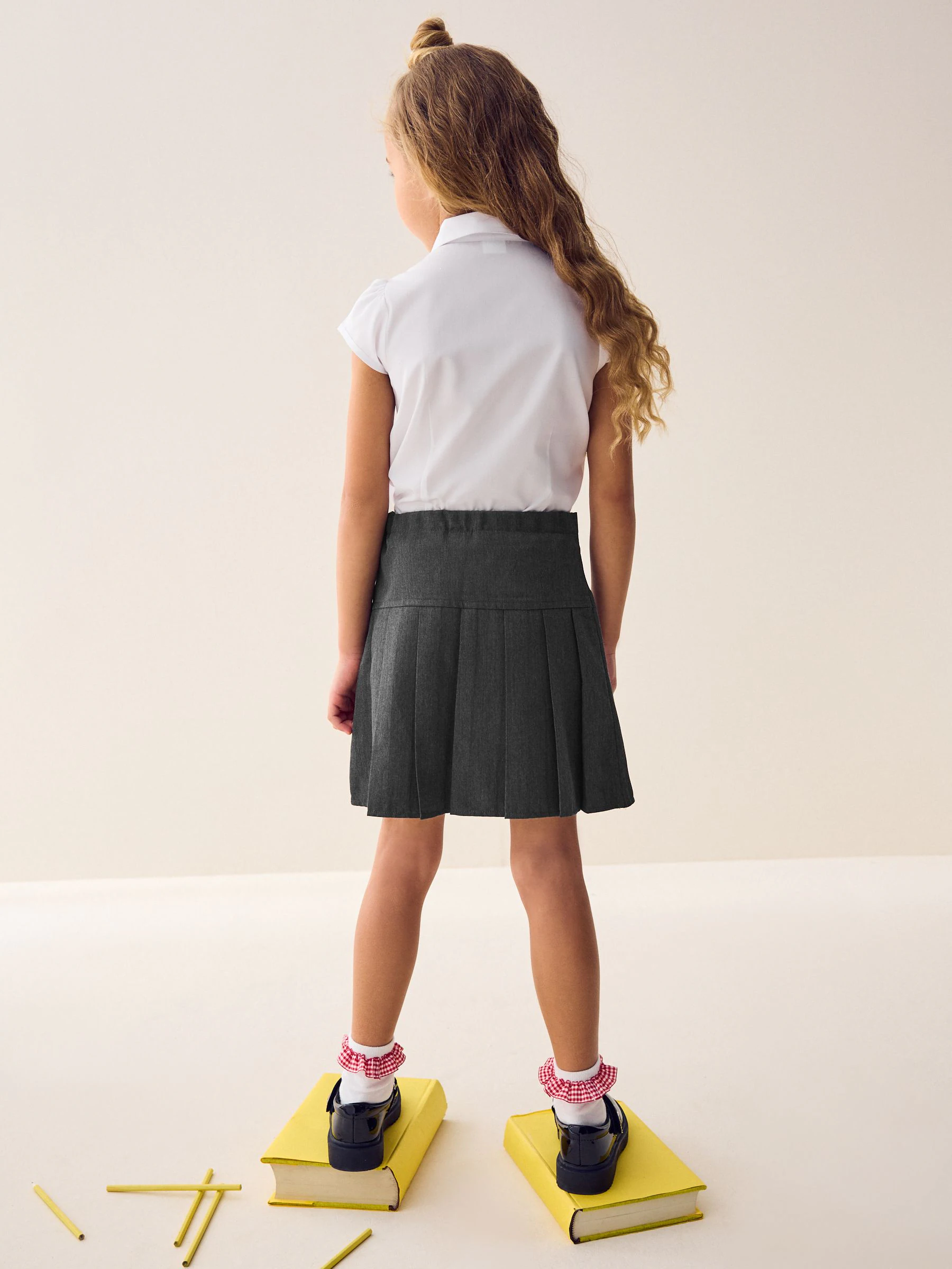 Grijs - Fietsshort en geplooide rok set (3-17jr)