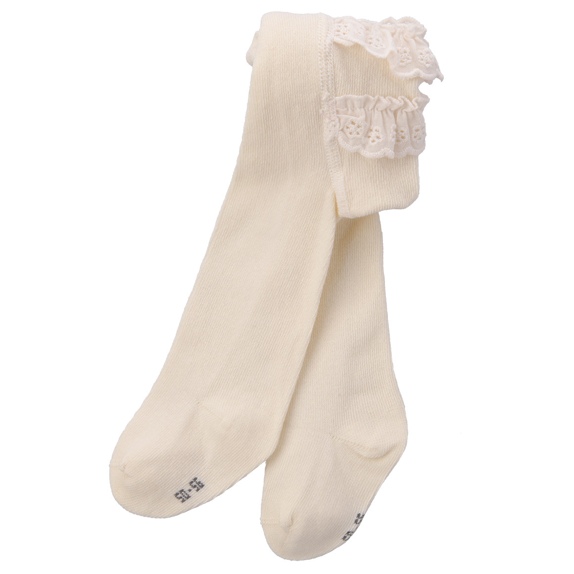 Topomini Pure Collection Baby Strumpfhose mit Rüschen weiss / cremeweiss