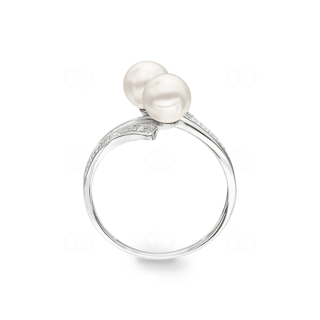 Damenring 925 Silber rhodiniert mit Kunstperleen 6mm und Zirkonia
