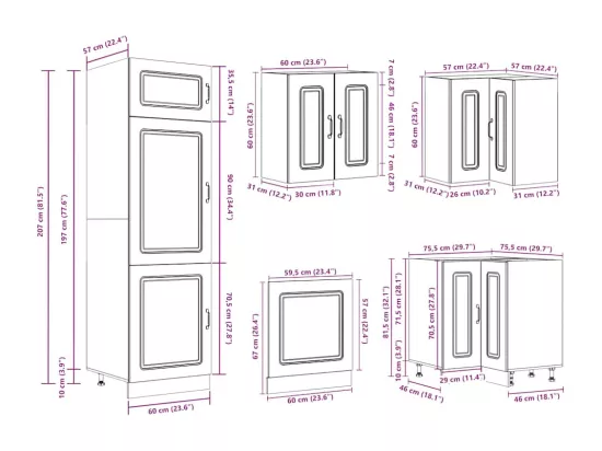 Ensemble d'armoires de cuisine 14 pcs Kalmar bois d'ingénierie