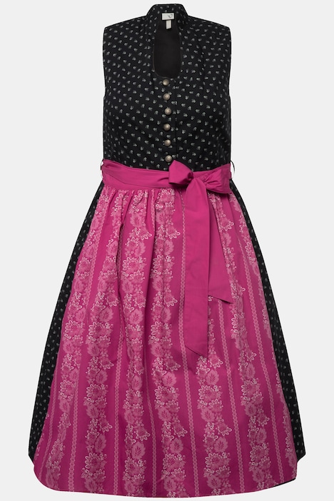 Dirndl, Schmuckknöpfe, Stehkragen, V-Ausschnitt, ärmellos