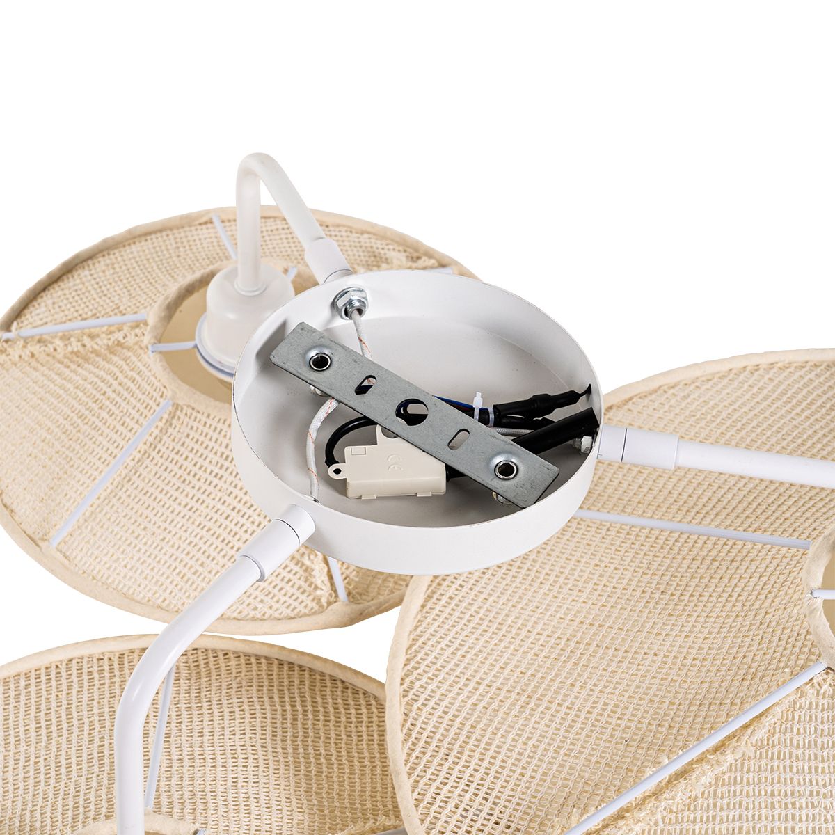 Design plafondlamp wit met stof 3-lichts - Jane