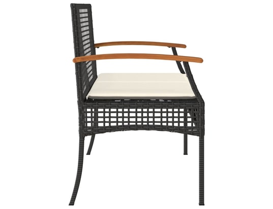 VIDAXL - Banc de jardin avec coussin noir résine tressée et acacia