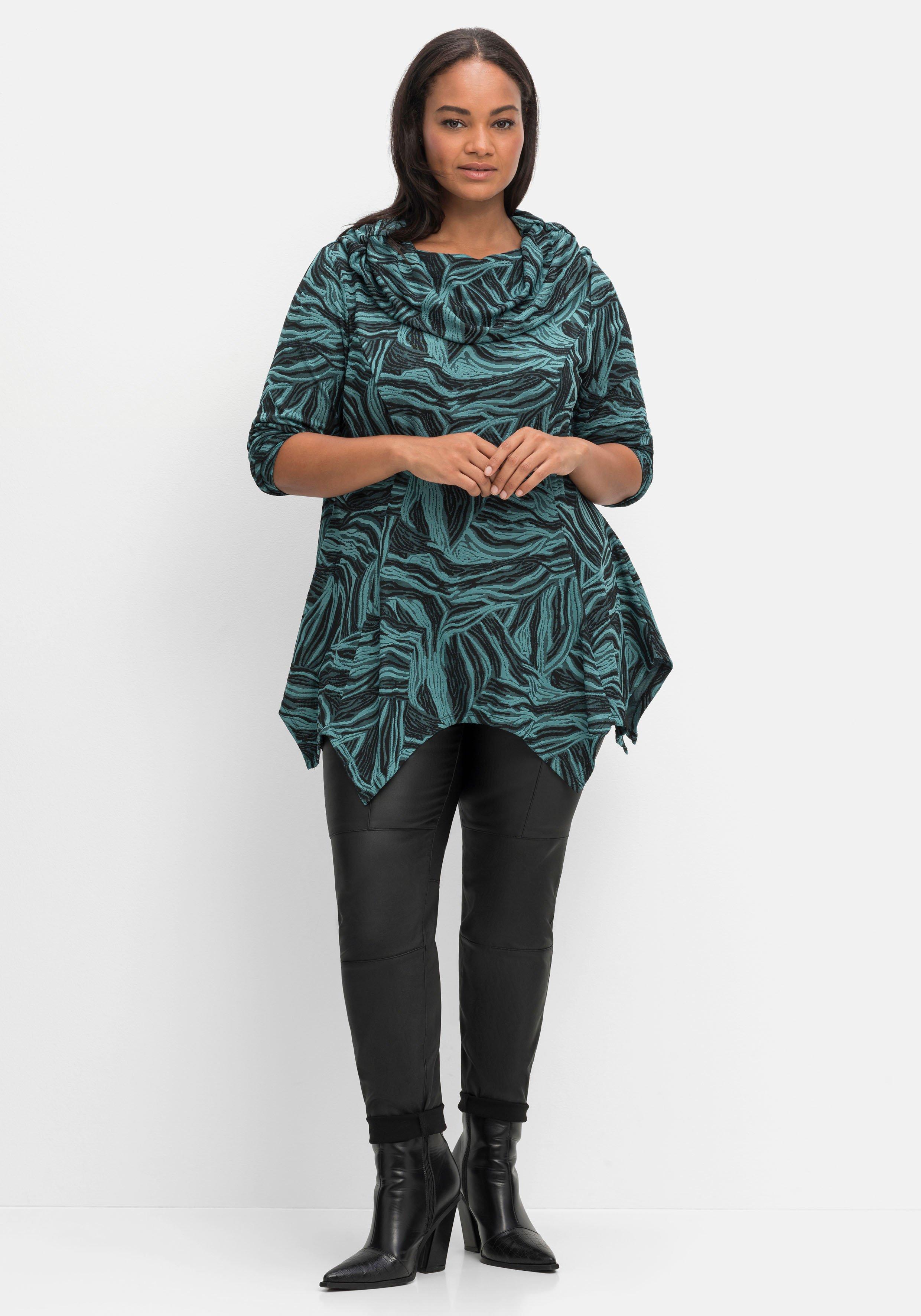 Longshirt mit Ausbrenner-Muster und Zipfelsaum