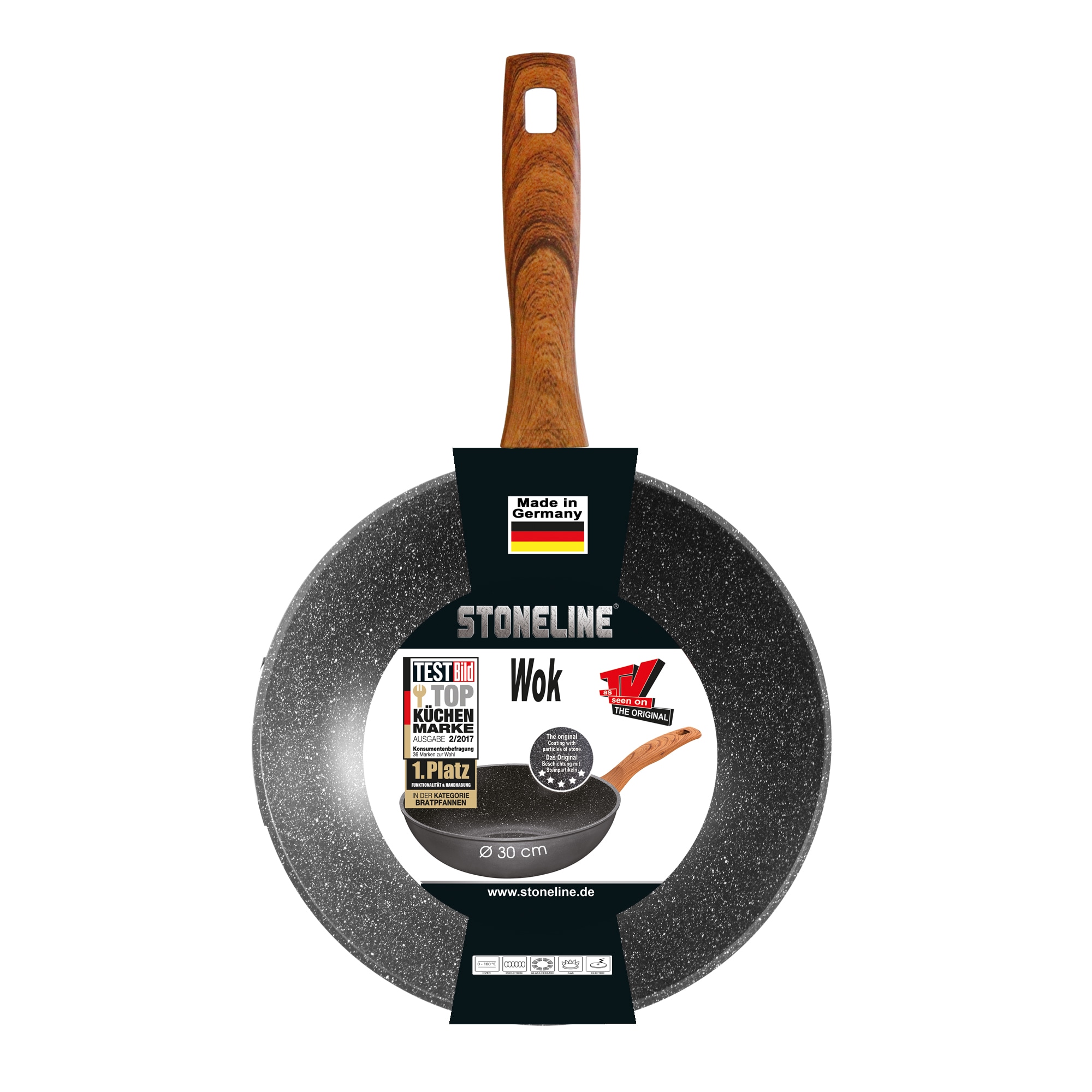 STONELINE® Back to Nature Wok 30 cm, Made in Germany