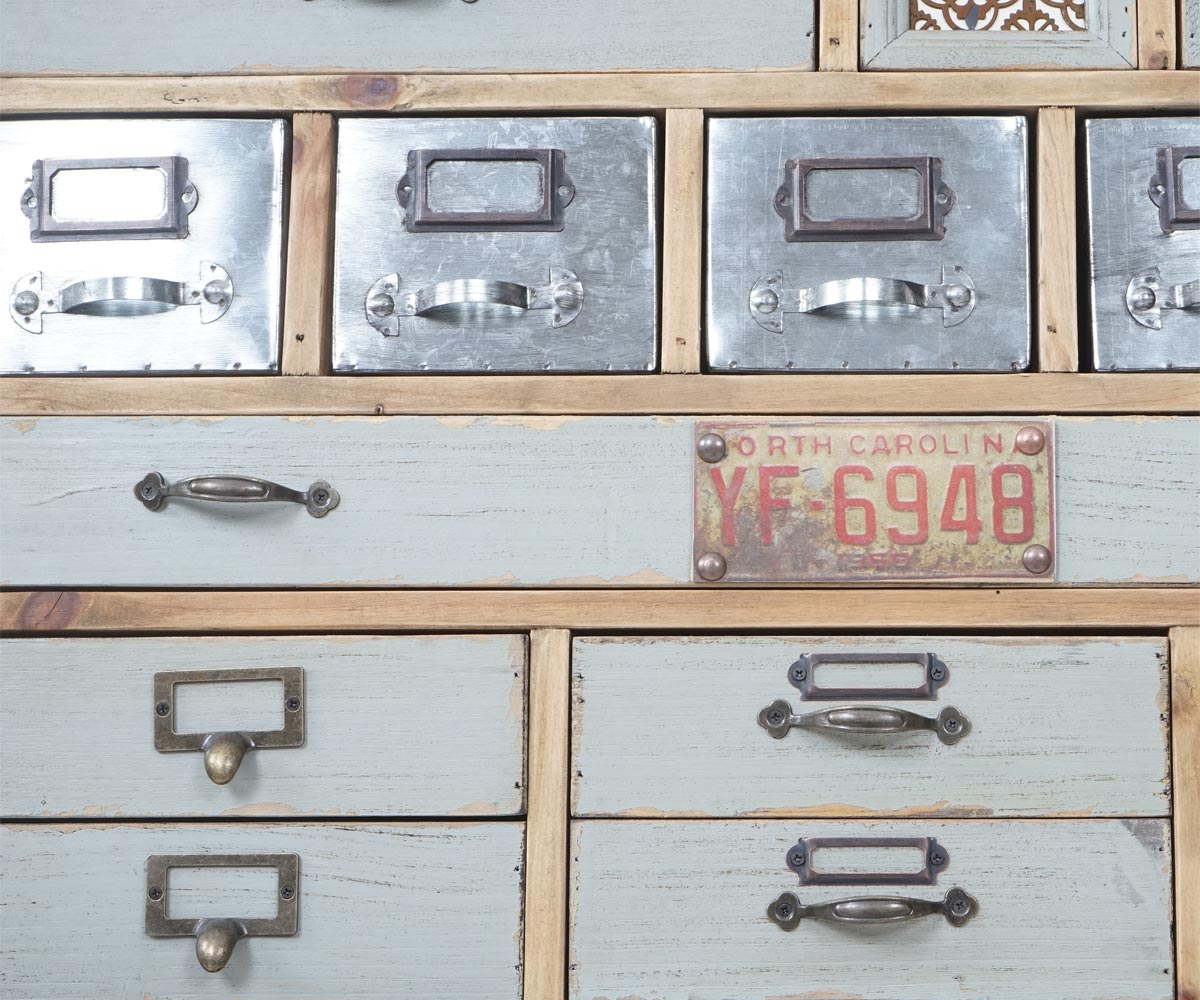 Apotheker-Schrank MCW-A43, Kommode, Tanne Holz massiv Vintage Shabby-Look 152x81x34cm