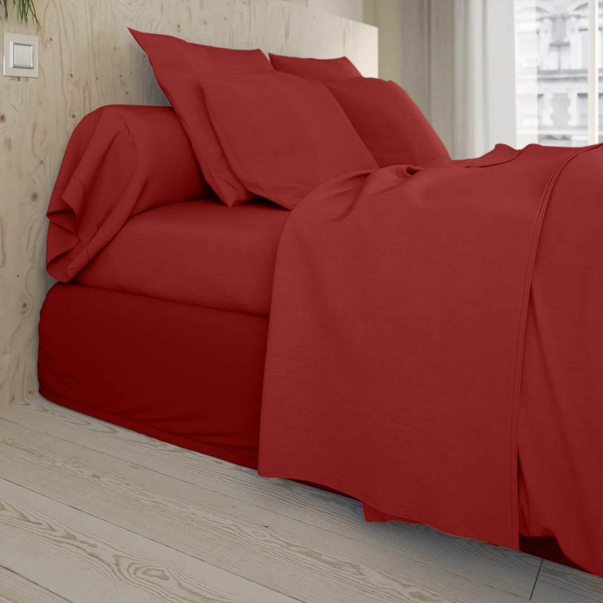 Taie de traversin Studio Coton Rouge