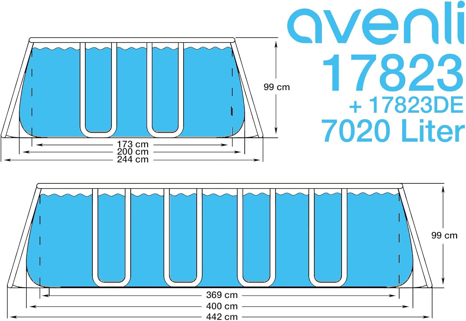 Avenli Pool 400 x 200 x 100 cm Stahlrahmen Aufstellpool Pool-Set mit Leiter Filterpumpe Schläuchen und Filterkartusche Framepool braun rechteckig Swimming Schwimmbecken