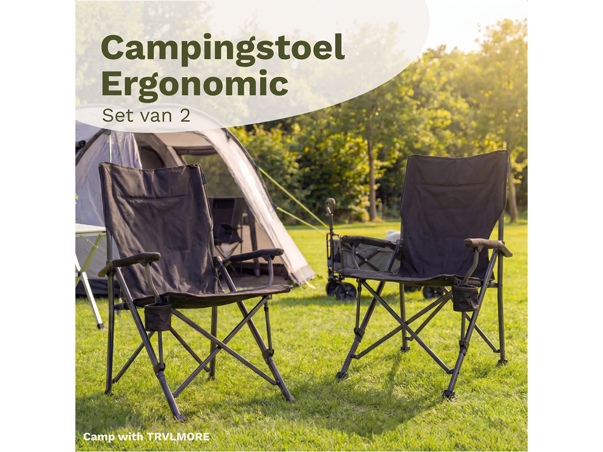 Trvlmore Ergonomic Grey vouwstoel - Set van 2