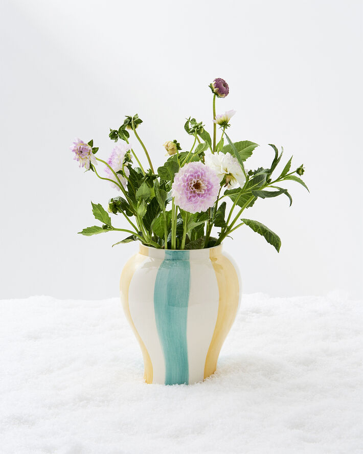 Hay Sobremesa Stripe Vase-Large-Green a Green and yellow