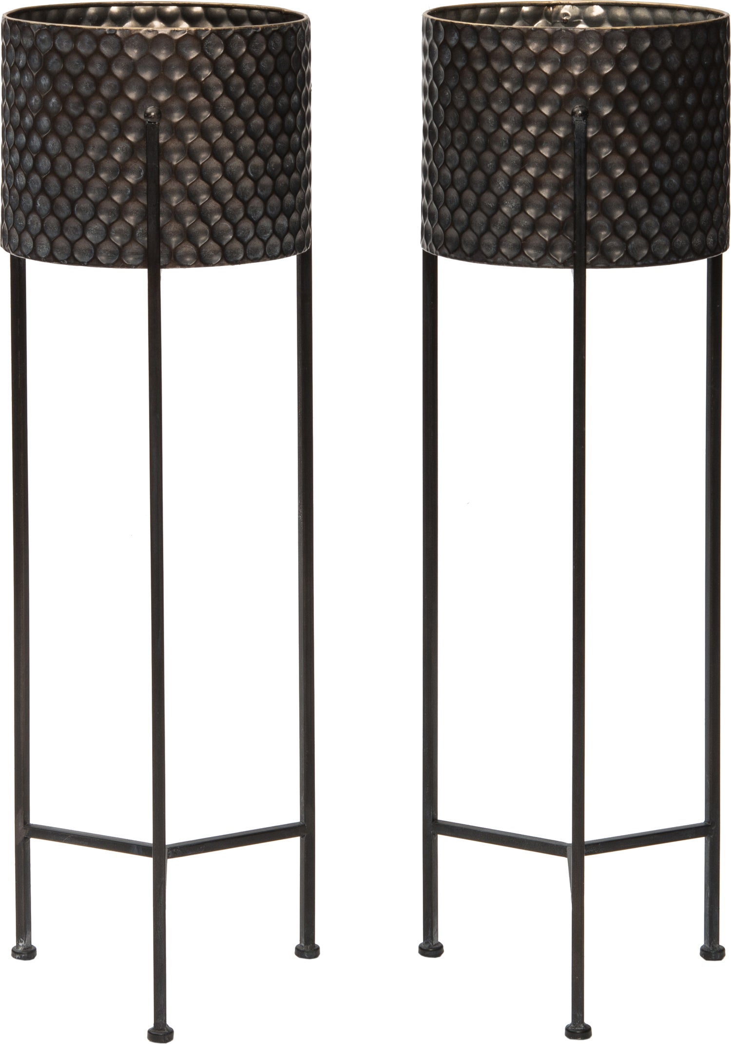 Intratuin bloempot op poten Nela 32 x 30,5 x 102 cm zwart / goud
