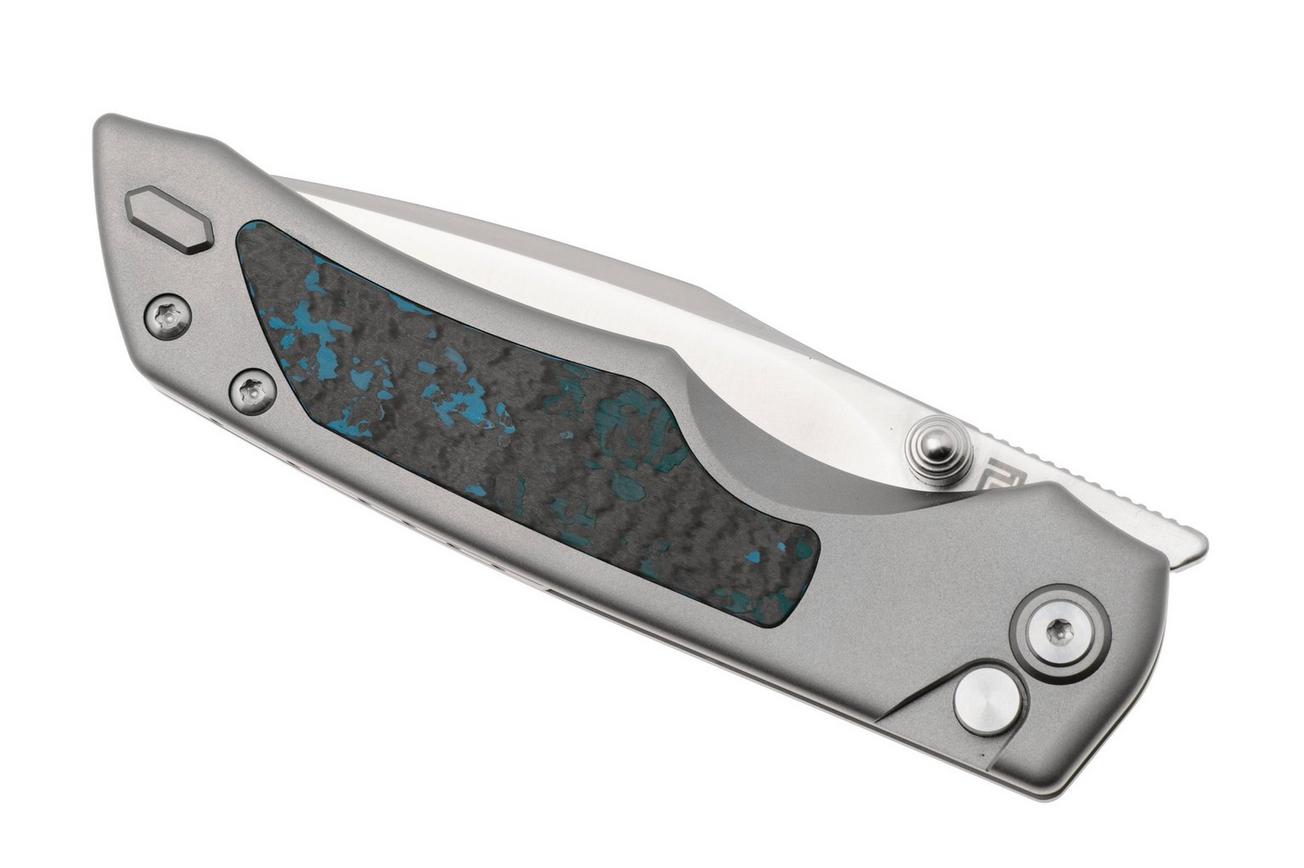 Artisan Cutlery Wizard, Lv1. The Sorcerer 1870G-GY, Sand Polished CPM S90V, Titanium Fat Carbon Inlay zakmes