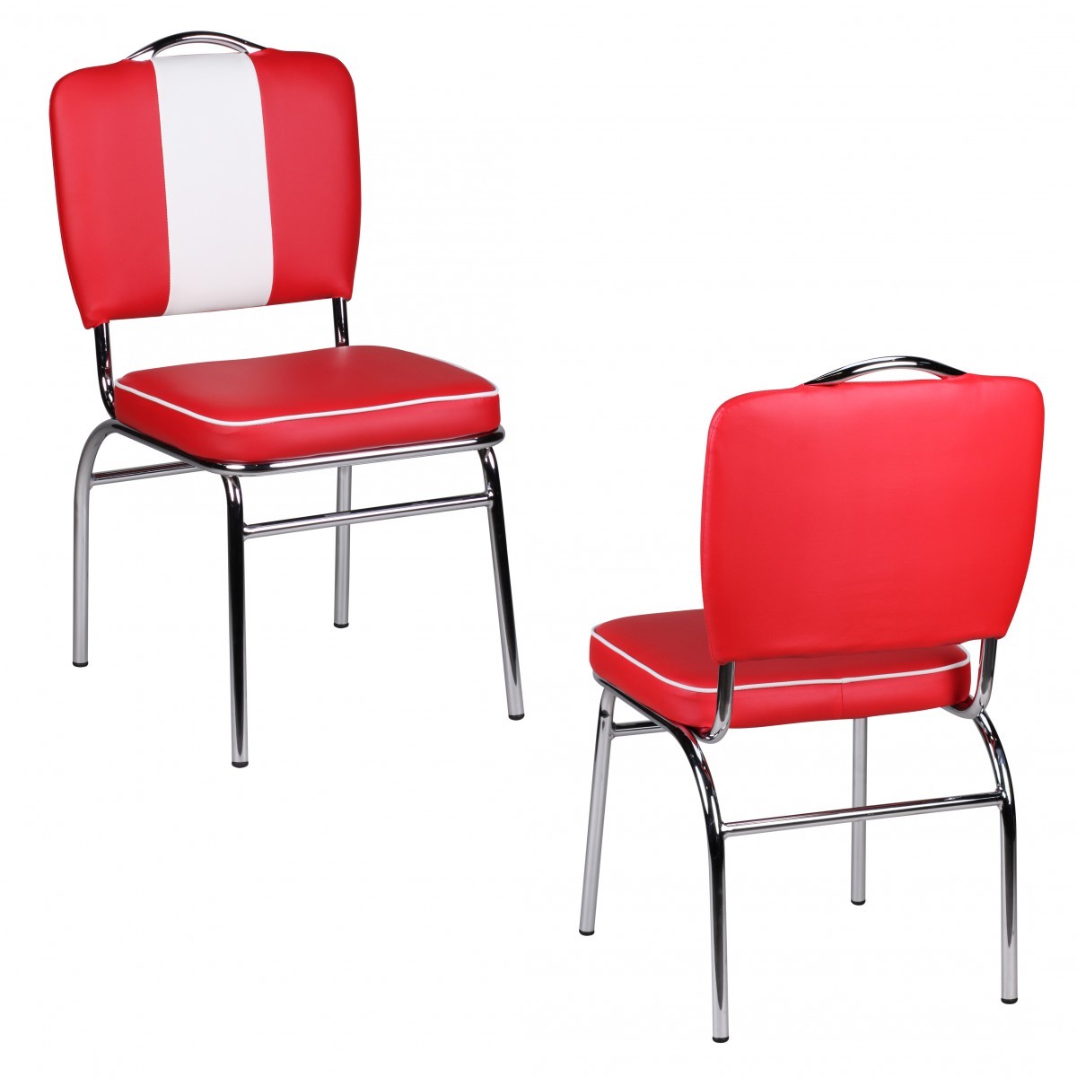 Polsterstuhl - rot-weiß - Lederoptik
