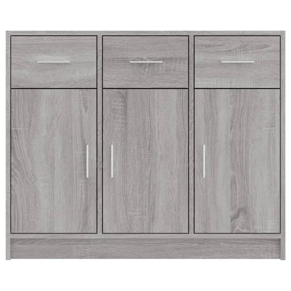 vidaXL - Dressoir met 3 deuren 3 lades - Grijs sonoma eiken - Hout - 91x28x75 cm