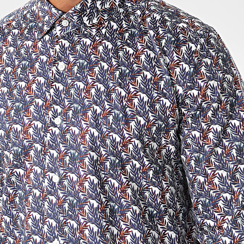 Chemise Manches Longues Floral M6601-7 Bleu Blanc